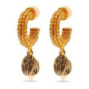 Kurt Geiger Eagle Huggie Gold Earrings | Eagle Dangles | New